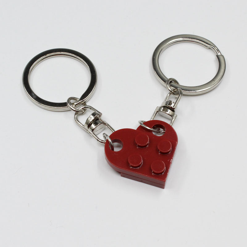 New Heart Key Chain Valentines Day Gift Blocks Can Split Key Link Couples