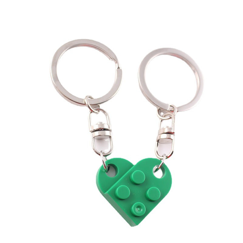 New Heart Key Chain Valentines Day Gift Blocks Can Split Key Link Couples